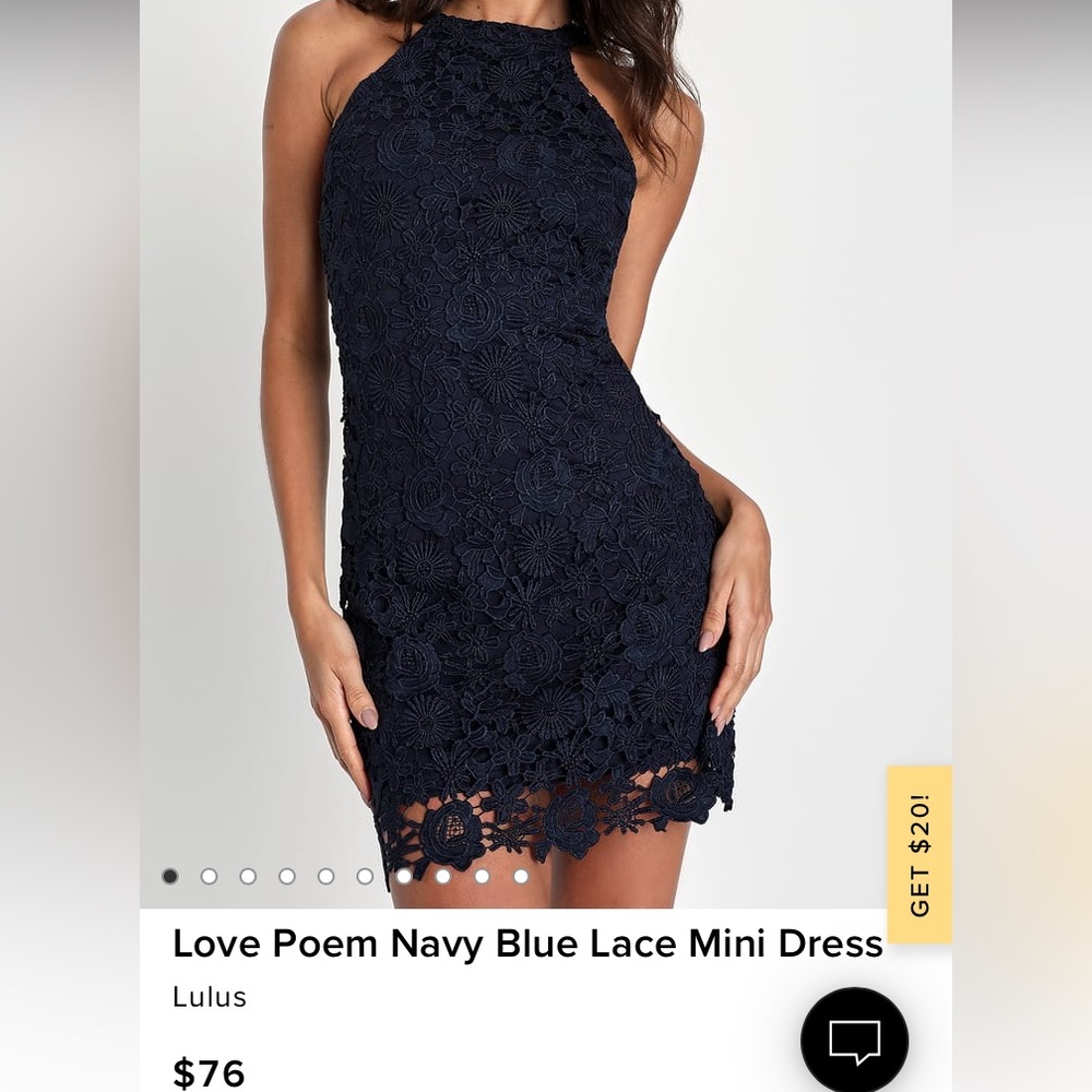 Lulus XS navy blue lace mini dress, like new condition